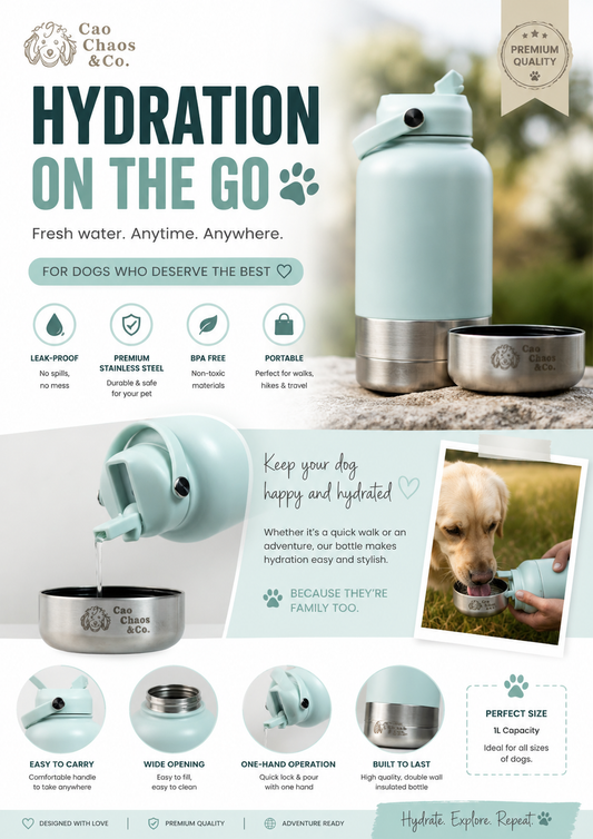 3-in-1 Insulated Dog Water Bottle | 32oz